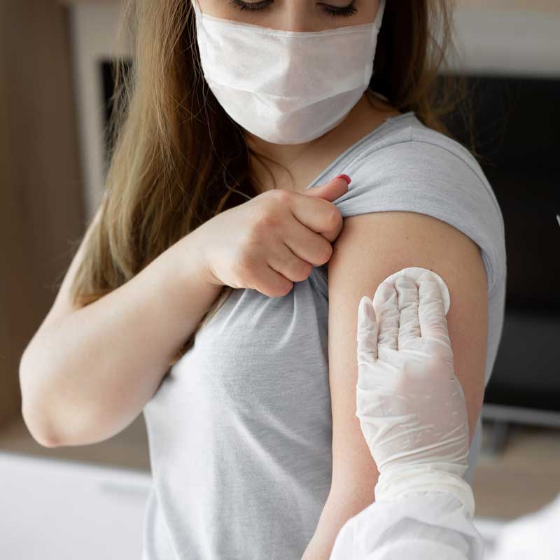 woman getting a flu shot