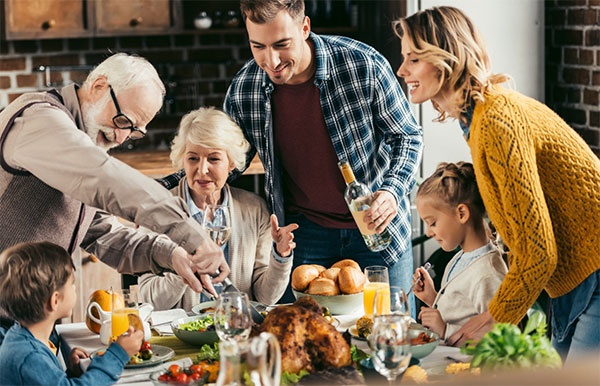 family sitting at the dinner table